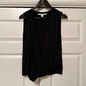 Diane von Furstenberg Black Sleeveless Draped Blouse Size 6